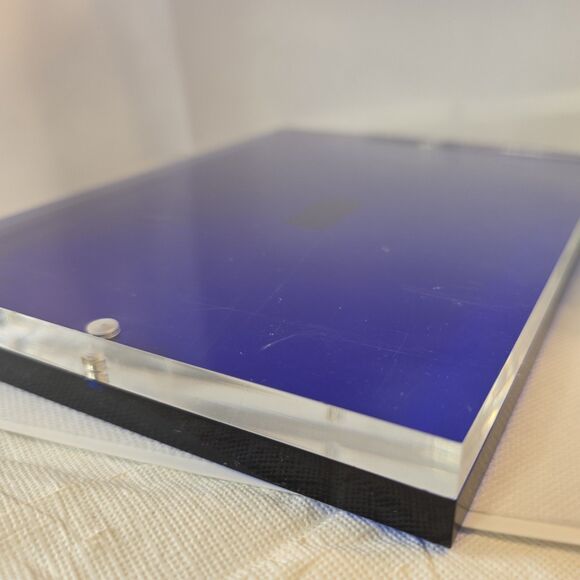 Clear & Blue Lucite Magnetic Block Photo Picture Frame 6" X 8" - Picture 3 of 10